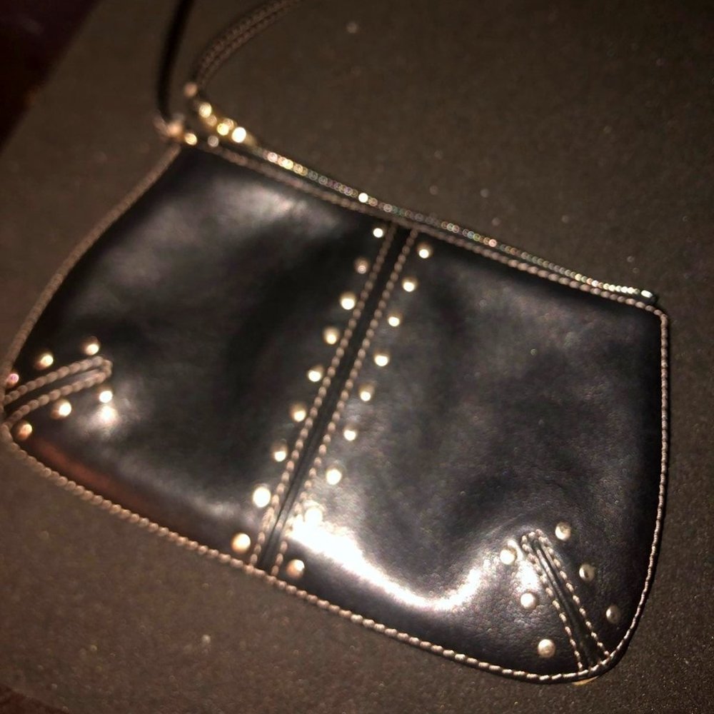Small MK clutch leather studded bag zipper